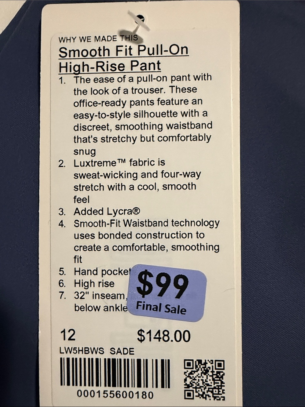 lululemon Sooth Fit Pull on High-Rise Pants Blue - Picture 9 of 10